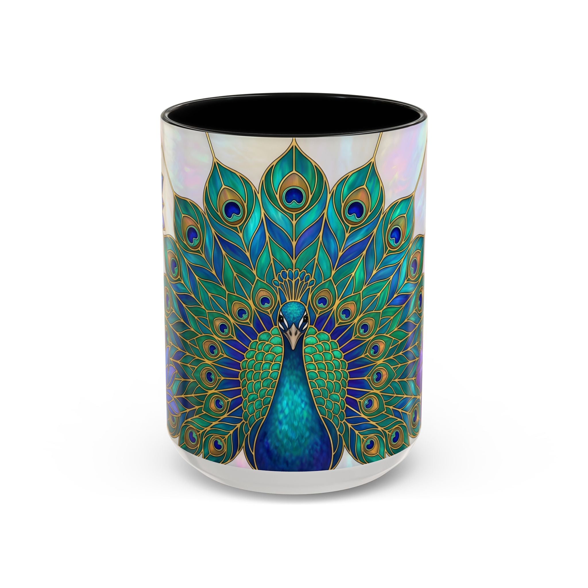 Floral Peacock Stained Glass Style Mug