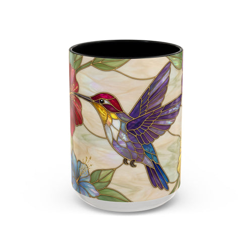 Garden Bloom Hummingbird Stained Glass Style Mug