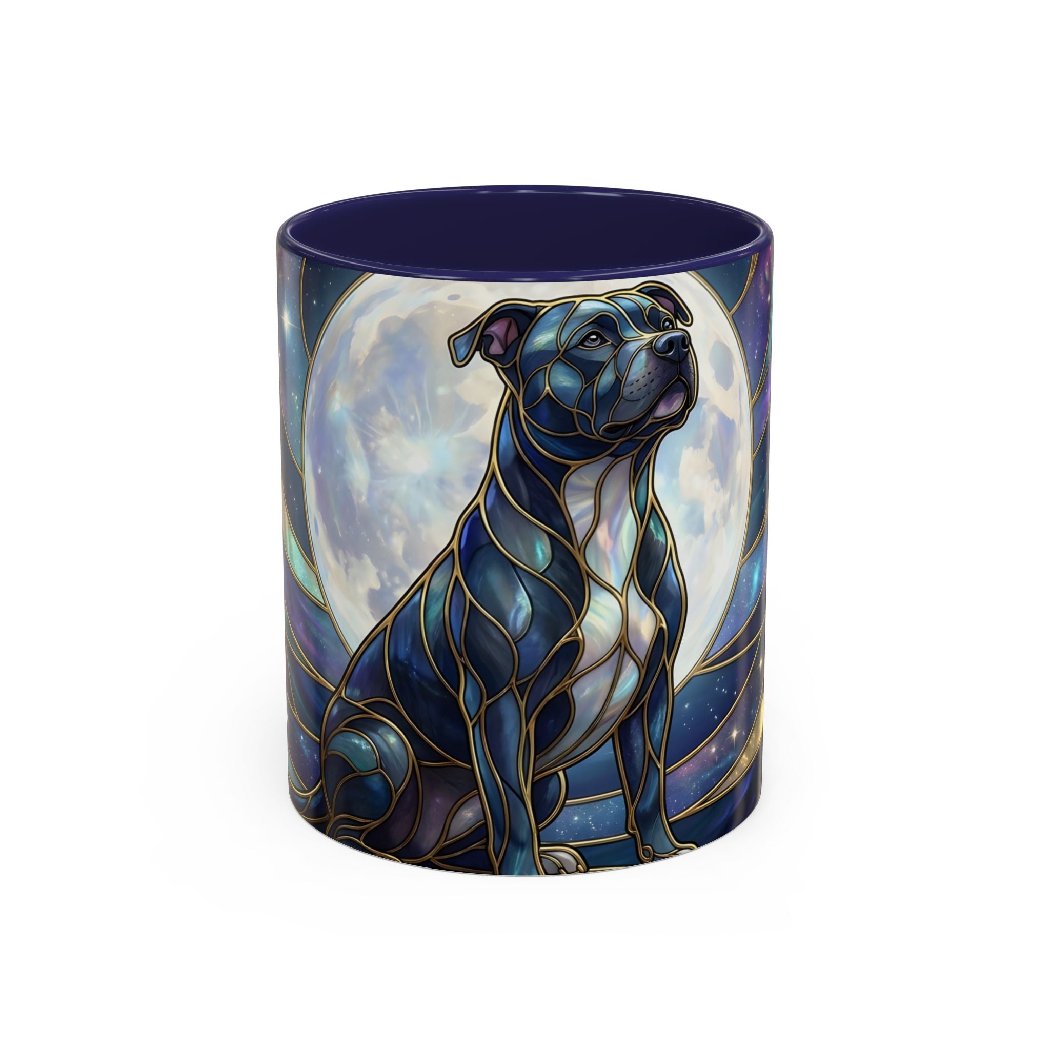 Moonlit Staffordshire Bull Terrier Stained Glass Style Mug