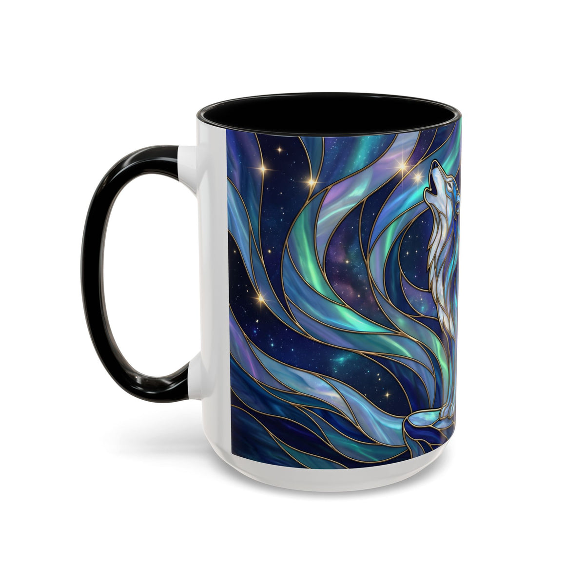 Aurora Howl Wolf Stained Glass Style Mug