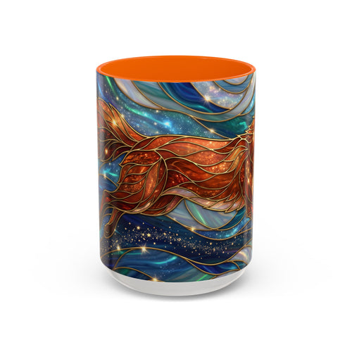 Celestial Running Fox Stained Glass Style Mug