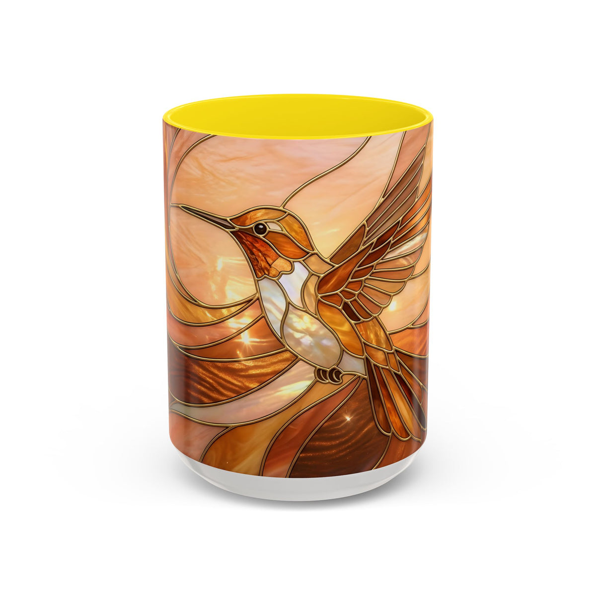 Honey Glow Hummingbird Stained Glass Style Mug