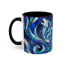 Cobalt Wolf Howl Stained Glass Style Mug