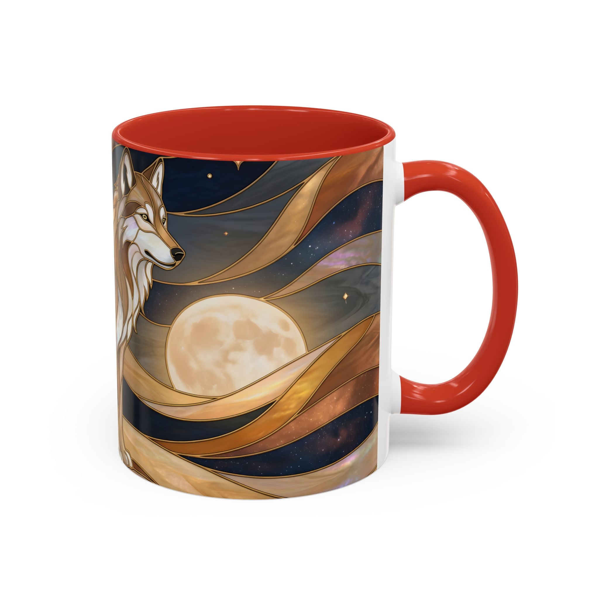 Nightscape Wolf Moon Stained Glass Style Mug