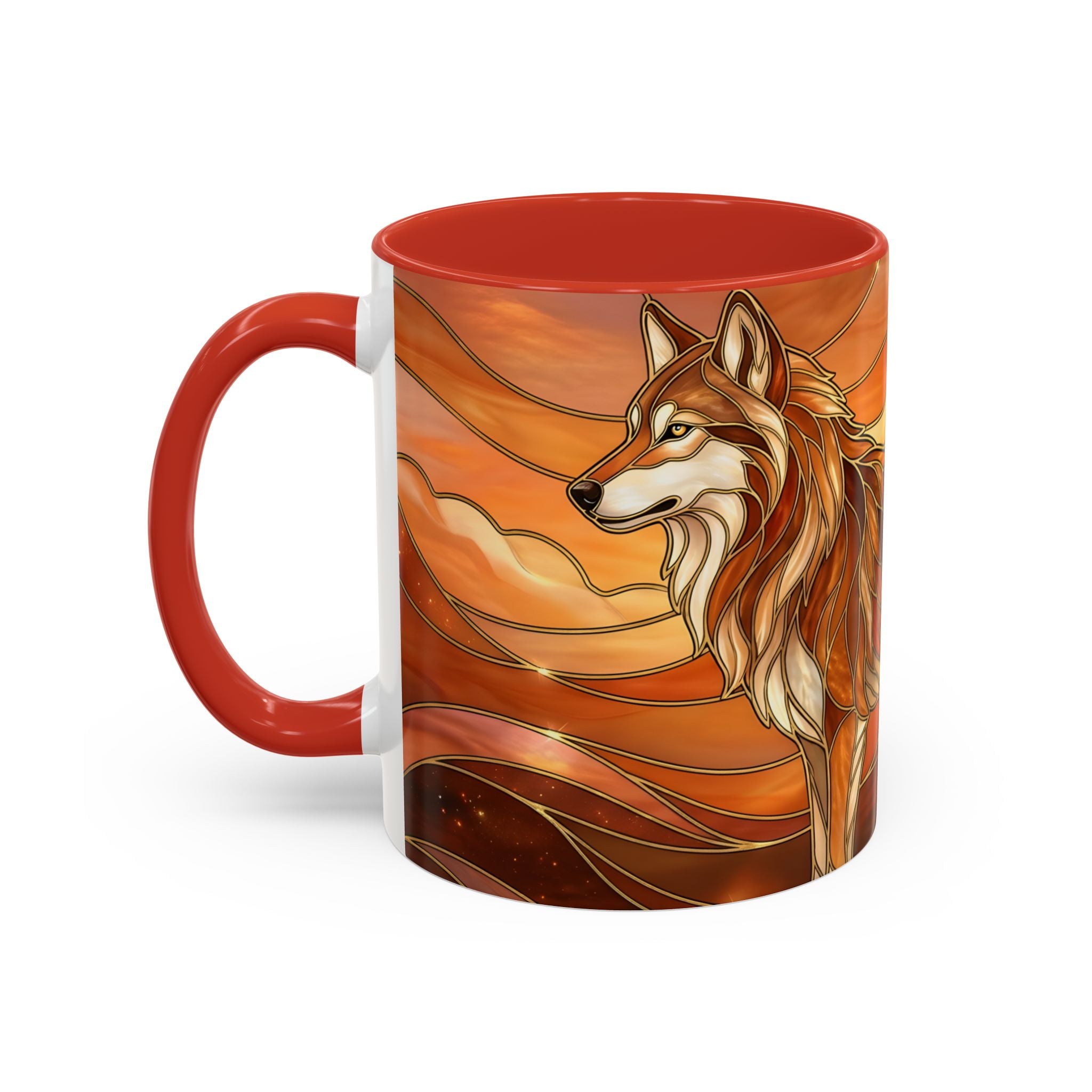 Amber Wolf Stained Glass Style Mug