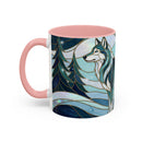 Pine Forest Wolf Stained Glass Style Mug
