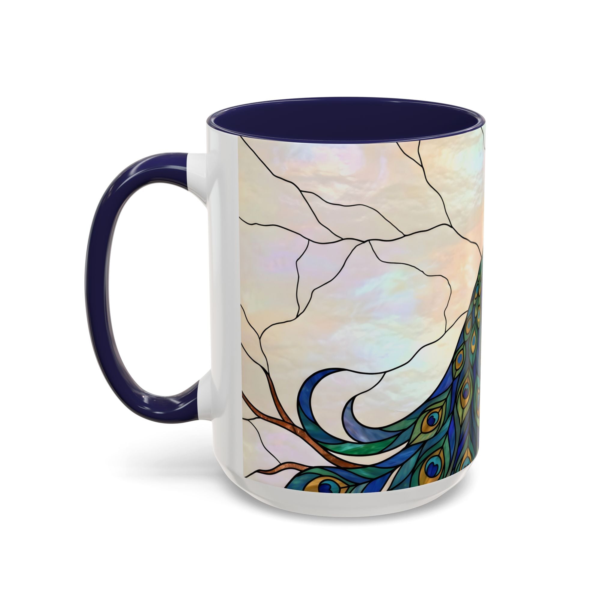 Minimal Peacock Stained Glass Style Mug