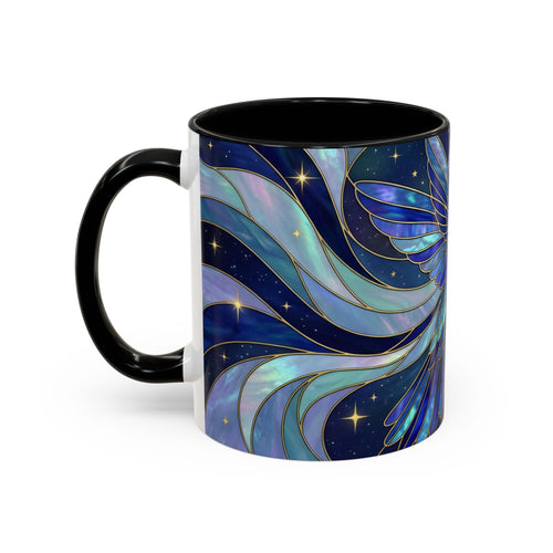 Blue Glow Hummingbird Stained Glass Style Mug