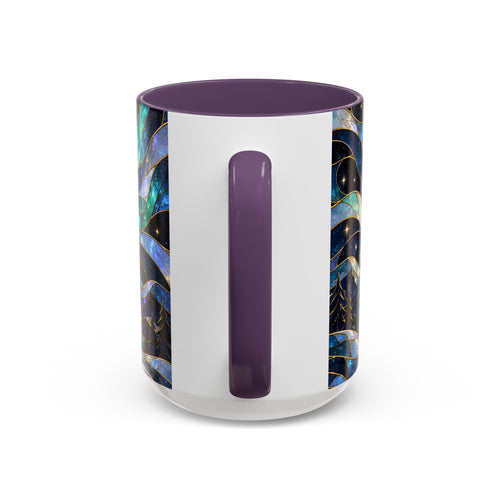 Northern Lights Wolf Stained Glass Style Mug