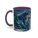 Blue Wolf Stained Glass Style Mug