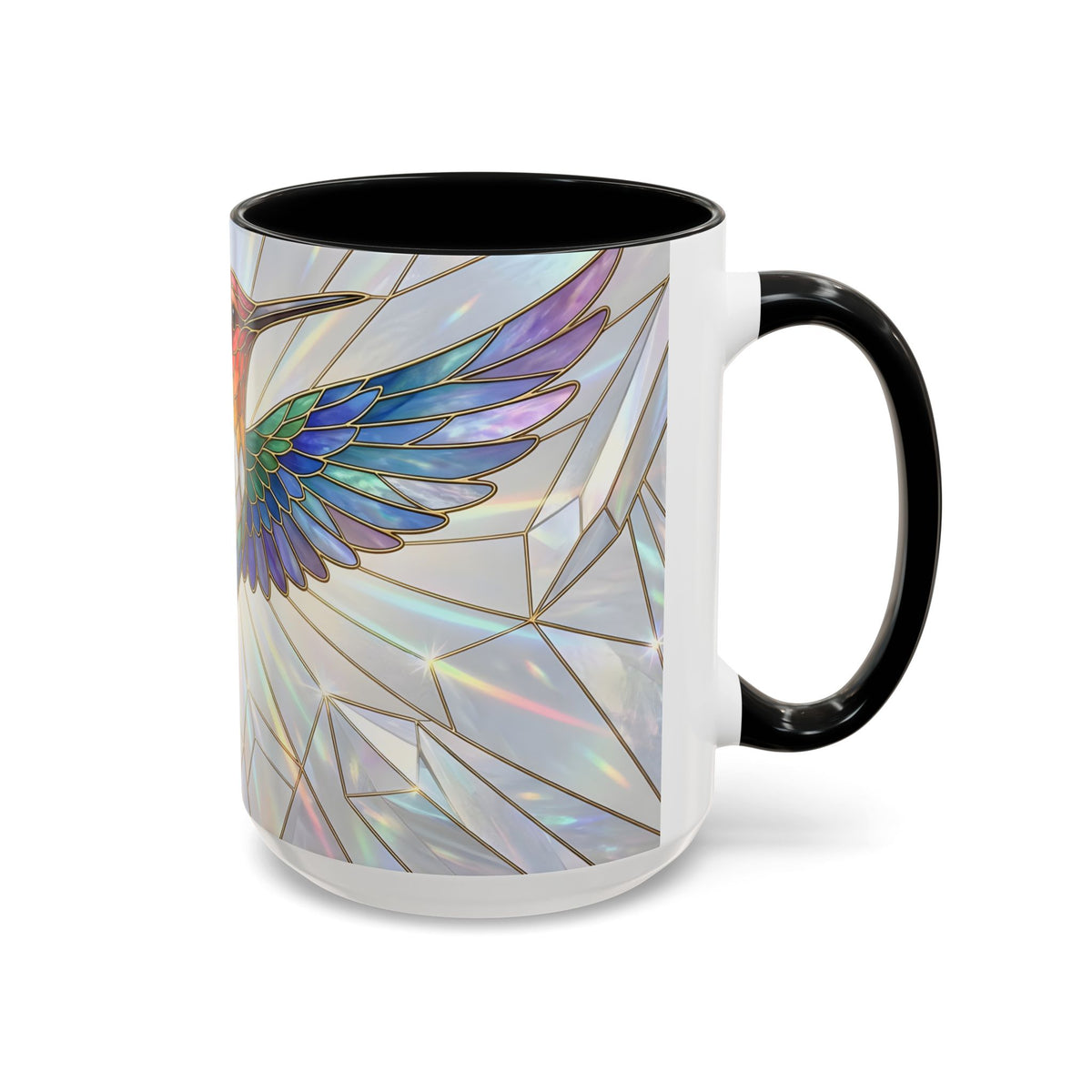 Rainbow Hummingbird Stained Glass Style Mug