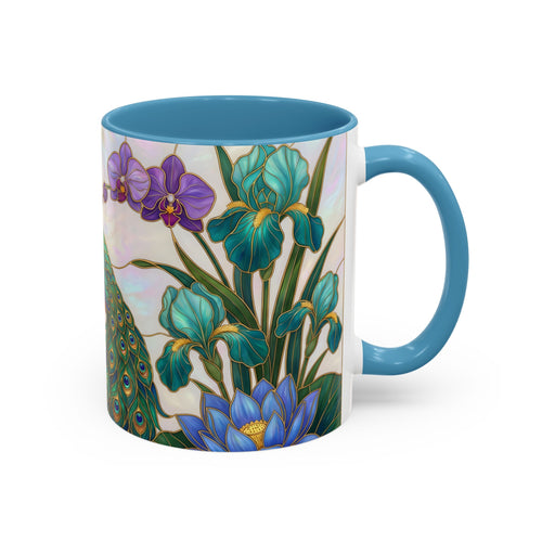 Blooming Peacock Stained Glass Style Mug