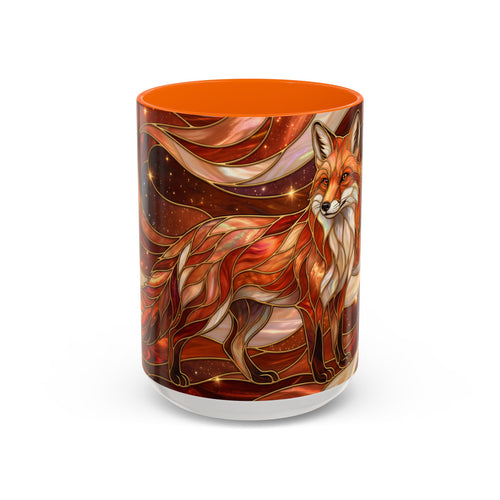 Ruby Glow Fox Stained Glass Style Mug