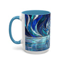 Cobalt Wolf Reflection Stained Glass Style Mug