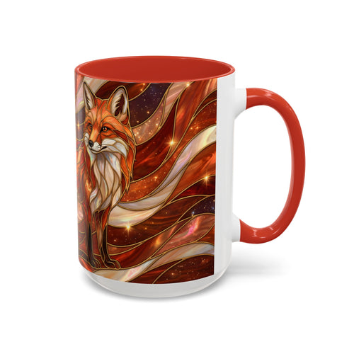Ruby Glow Fox Stained Glass Style Mug