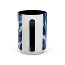 Cobalt Wolf Howl Stained Glass Style Mug