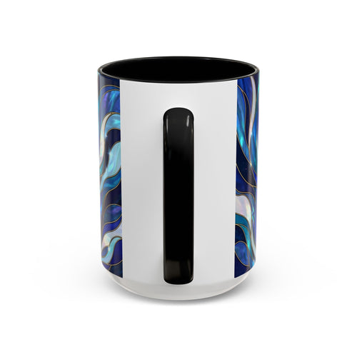 Cobalt Wolf Howl Stained Glass Style Mug