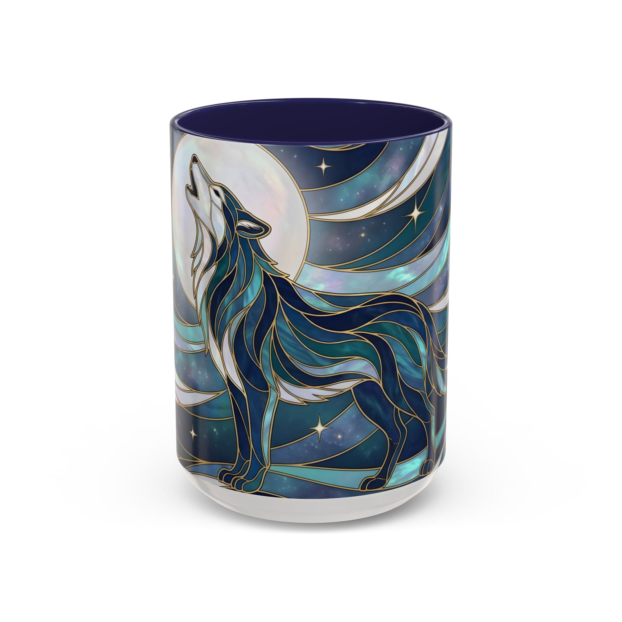 Moon Howl Wolf Stained Glass Style Mug