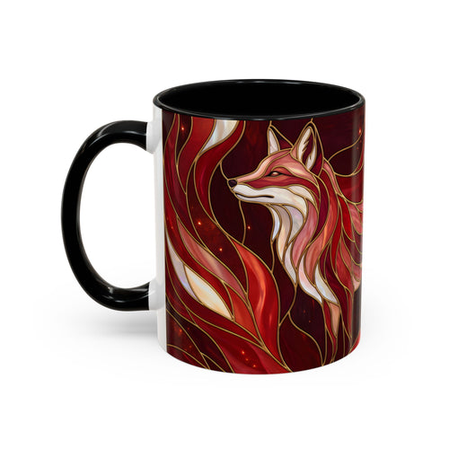 Scarlet Glow Fox Stained Glass Style Mug