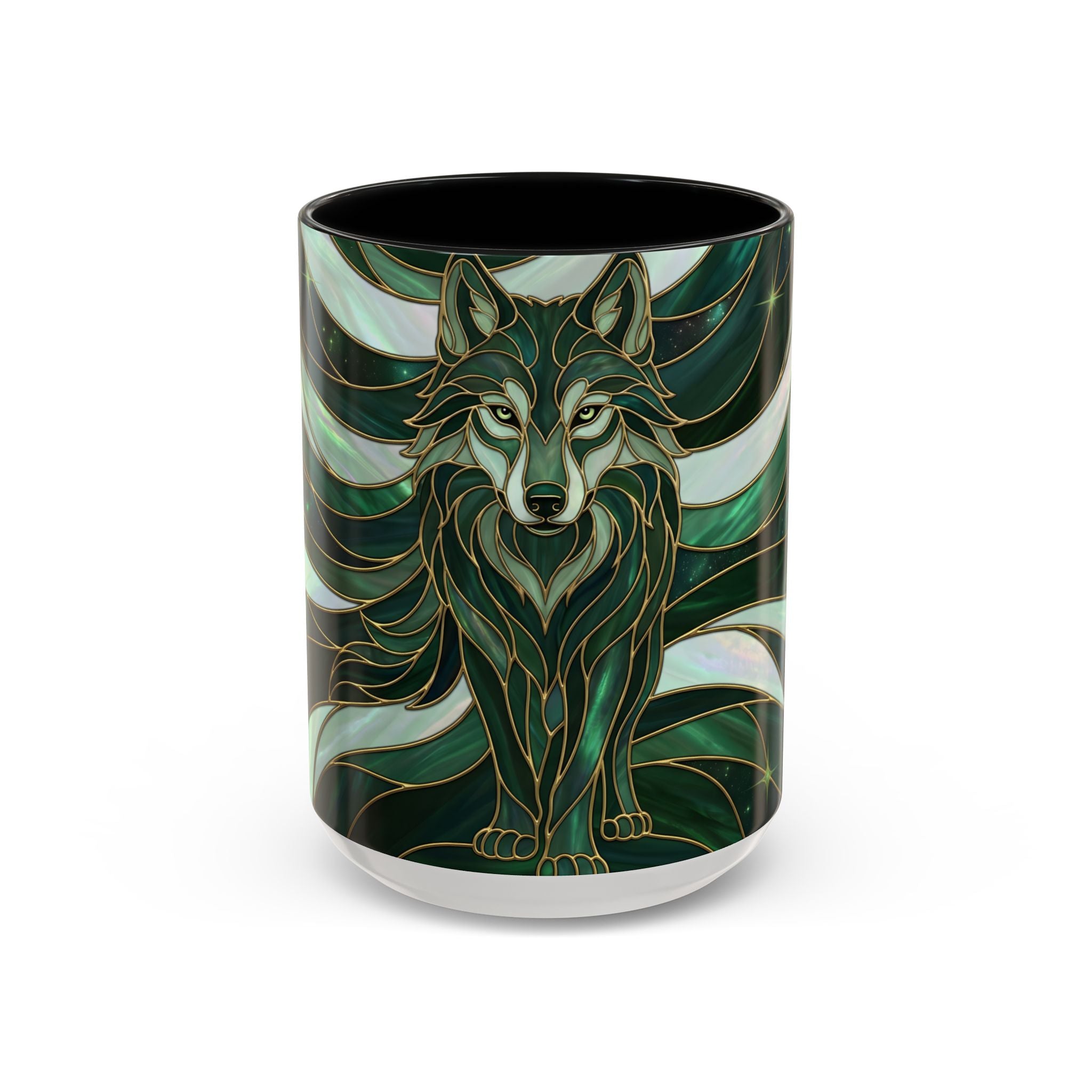 Jade Wolf Stained Glass Style Mug