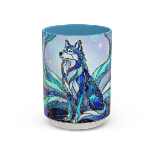 Aurora Wolf Stained Glass Style Mug