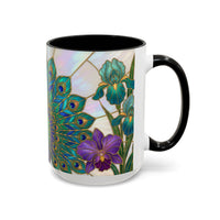 Floral Peacock Stained Glass Style Mug