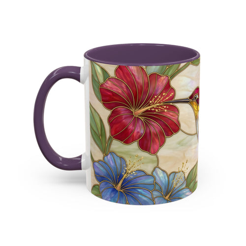 Garden Bloom Hummingbird Stained Glass Style Mug
