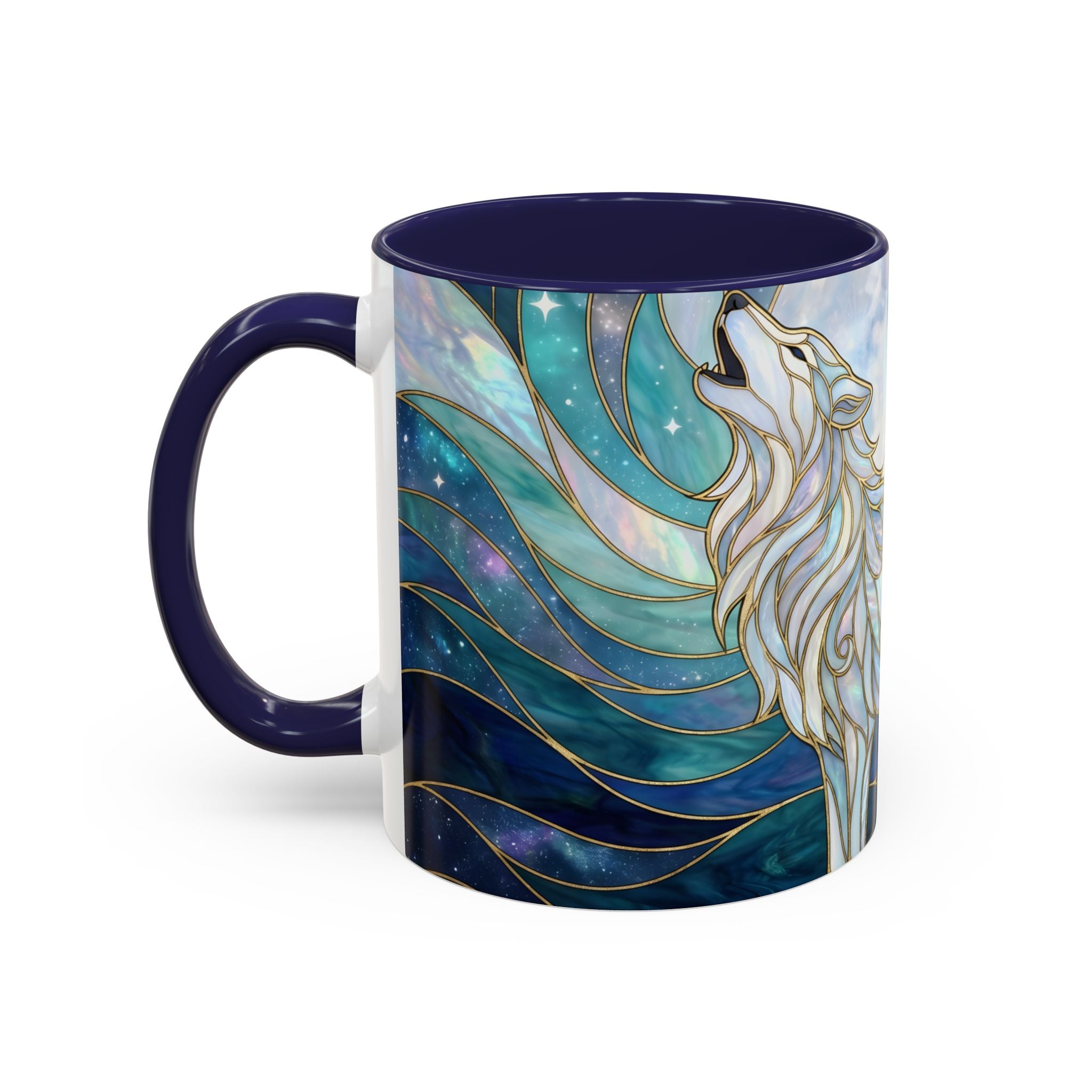 Moonlit Wolf Stained Glass Style Mug