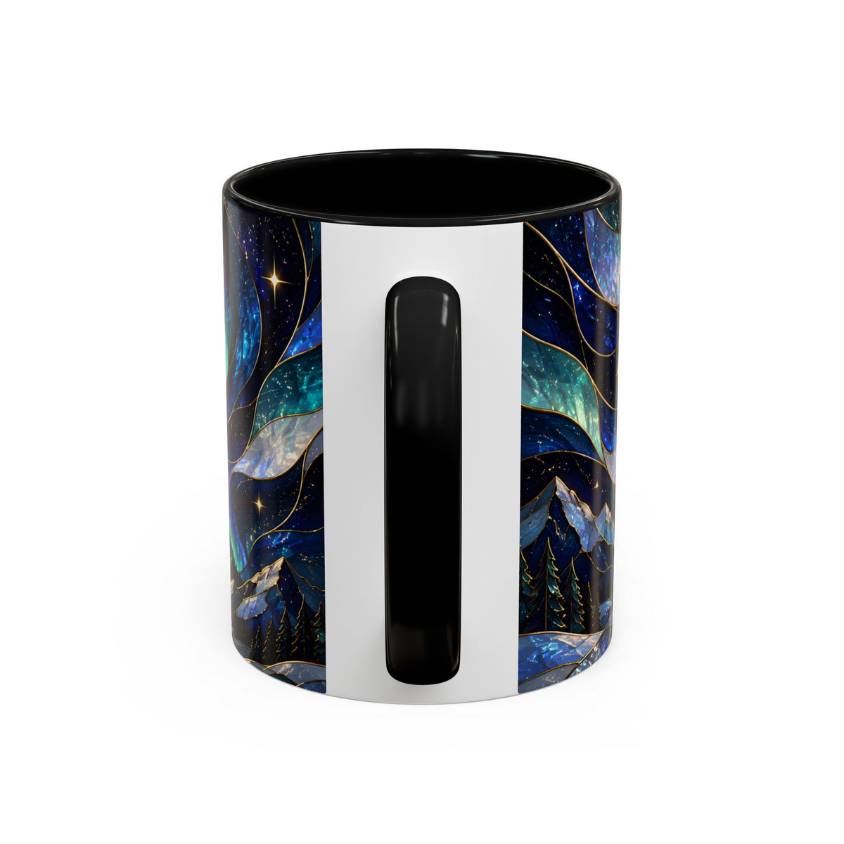 Aurora Mountain Wolf Stained Glass Style Mug