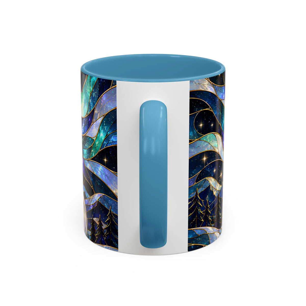 Northern Lights Wolf Stained Glass Style Mug
