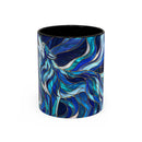 Cobalt Wolf Howl Stained Glass Style Mug