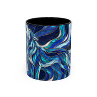 Cobalt Wolf Howl Stained Glass Style Mug