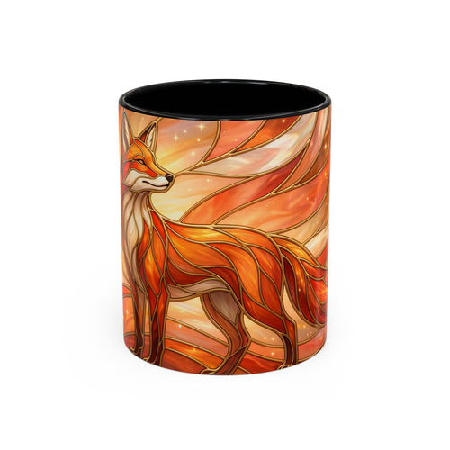 Orange Glow Fox Stained Glass Style Mug