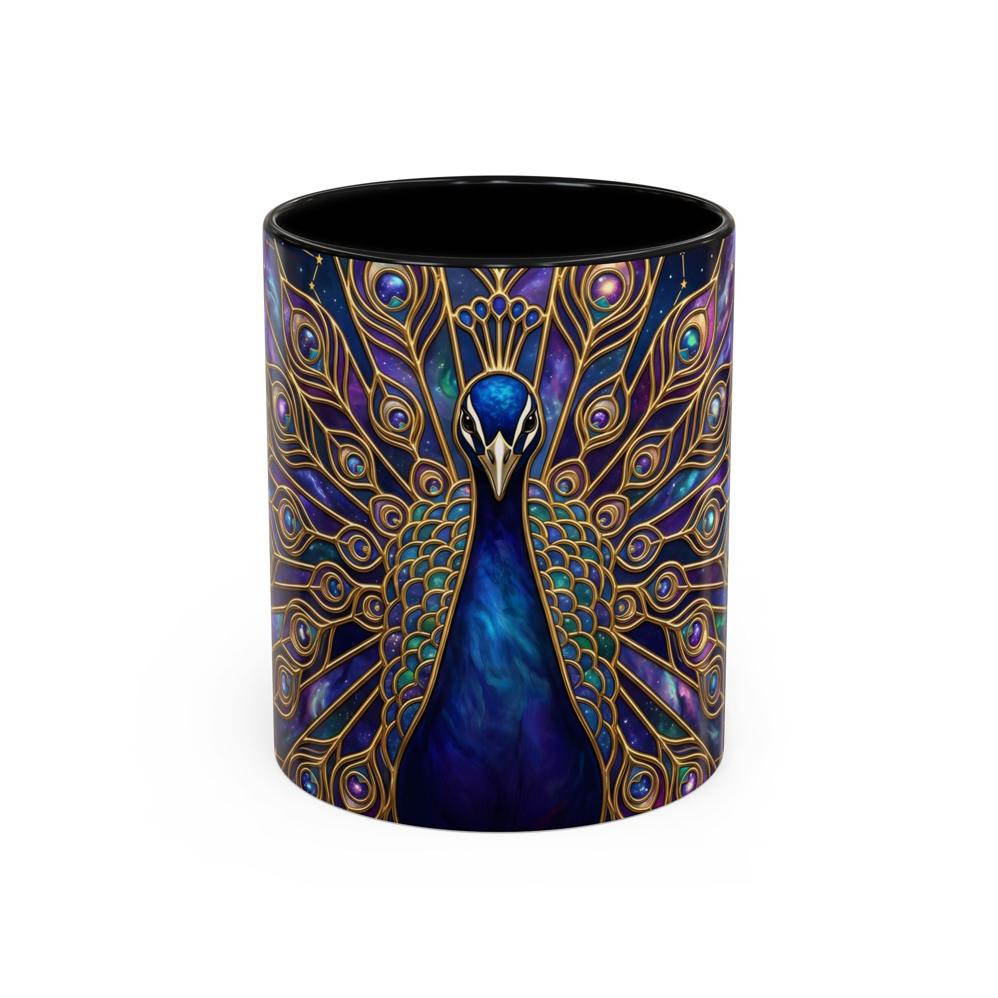 Celestial Peacock Stained Glass Style Mug