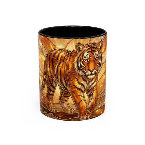 Golden Tiger Stained Glass Style Mug
