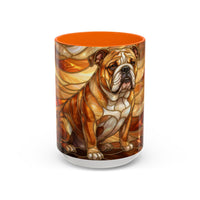 Amber Bulldog Stained Glass Style Mug