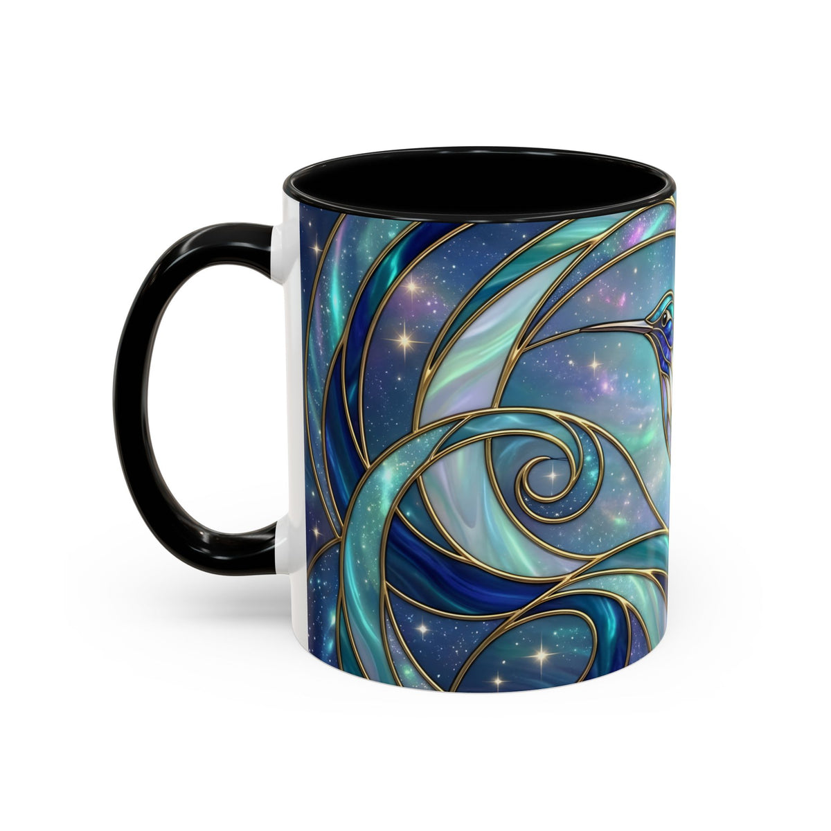 Blue Breeze Hummingbird Stained Glass Style Mug