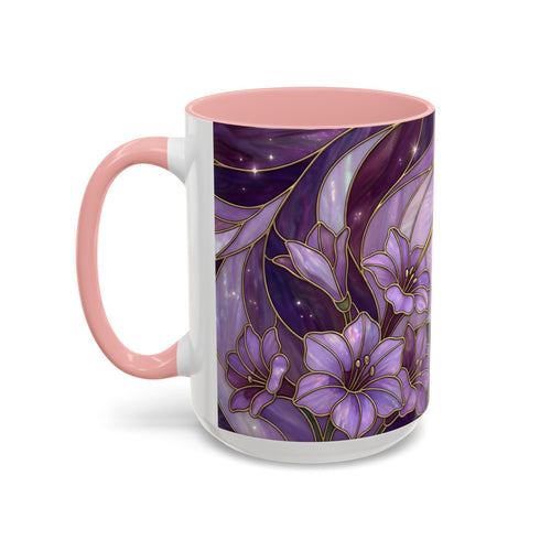 Purple Bloom Hummingbird Stained Glass Style Mug