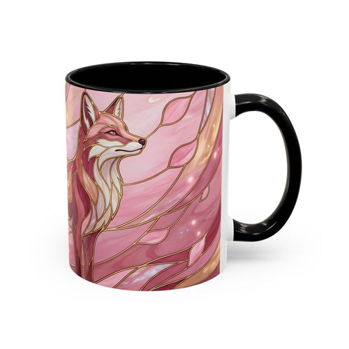 Rose Glow Fox Stained Glass Style Mug