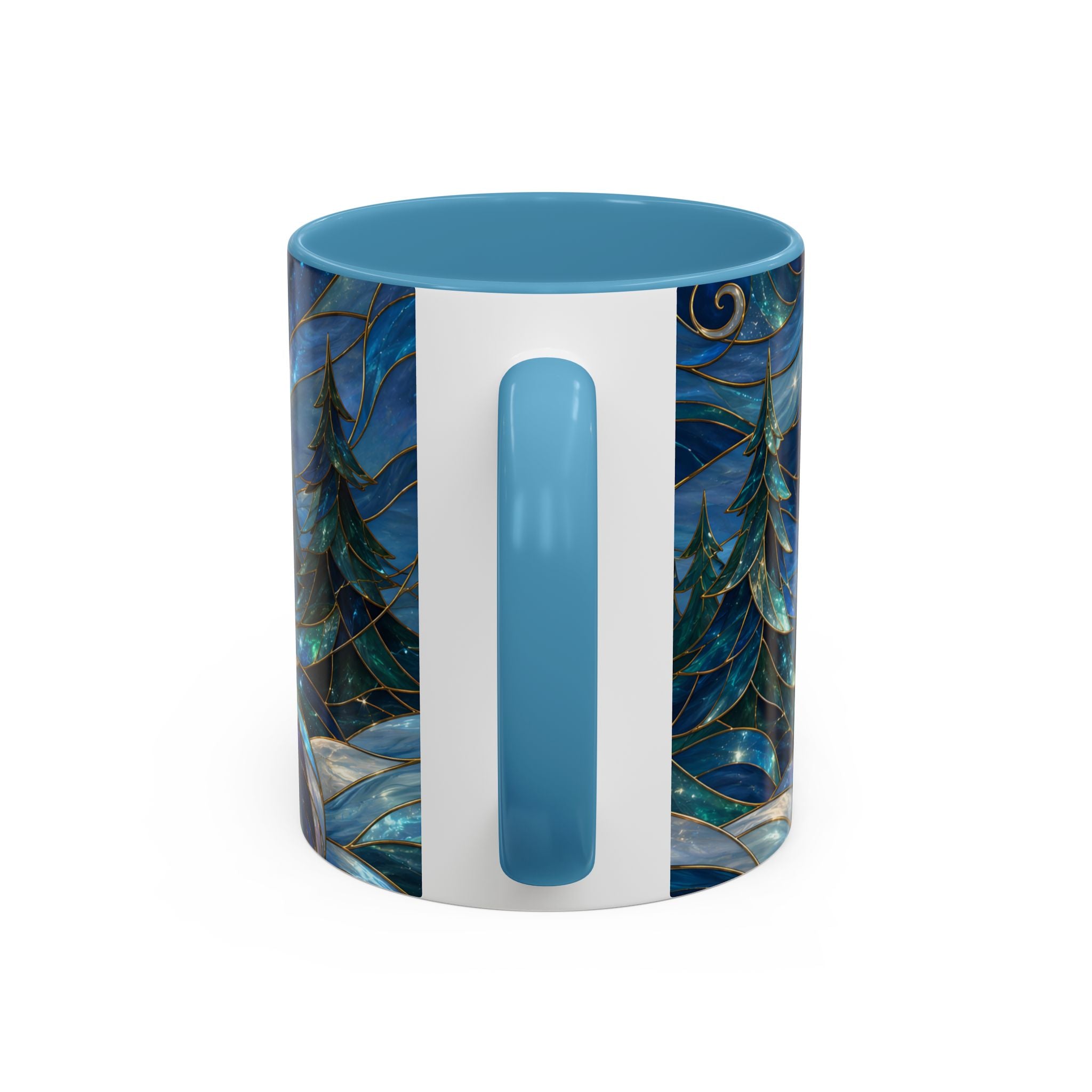 Blue Wolf Stained Glass Style Mug
