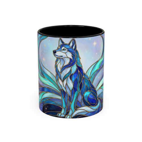 Aurora Wolf Stained Glass Style Mug