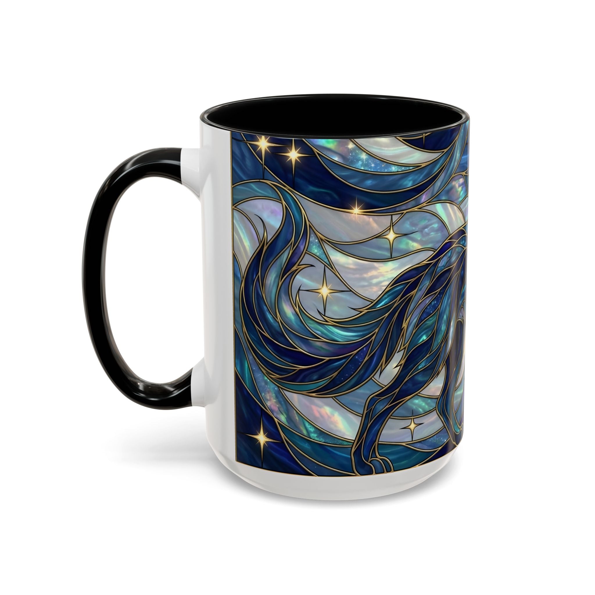 Sapphire Wolf Stained Glass Style Mug