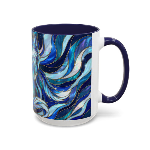 Cobalt Wolf Duo Stained Glass Style Mug