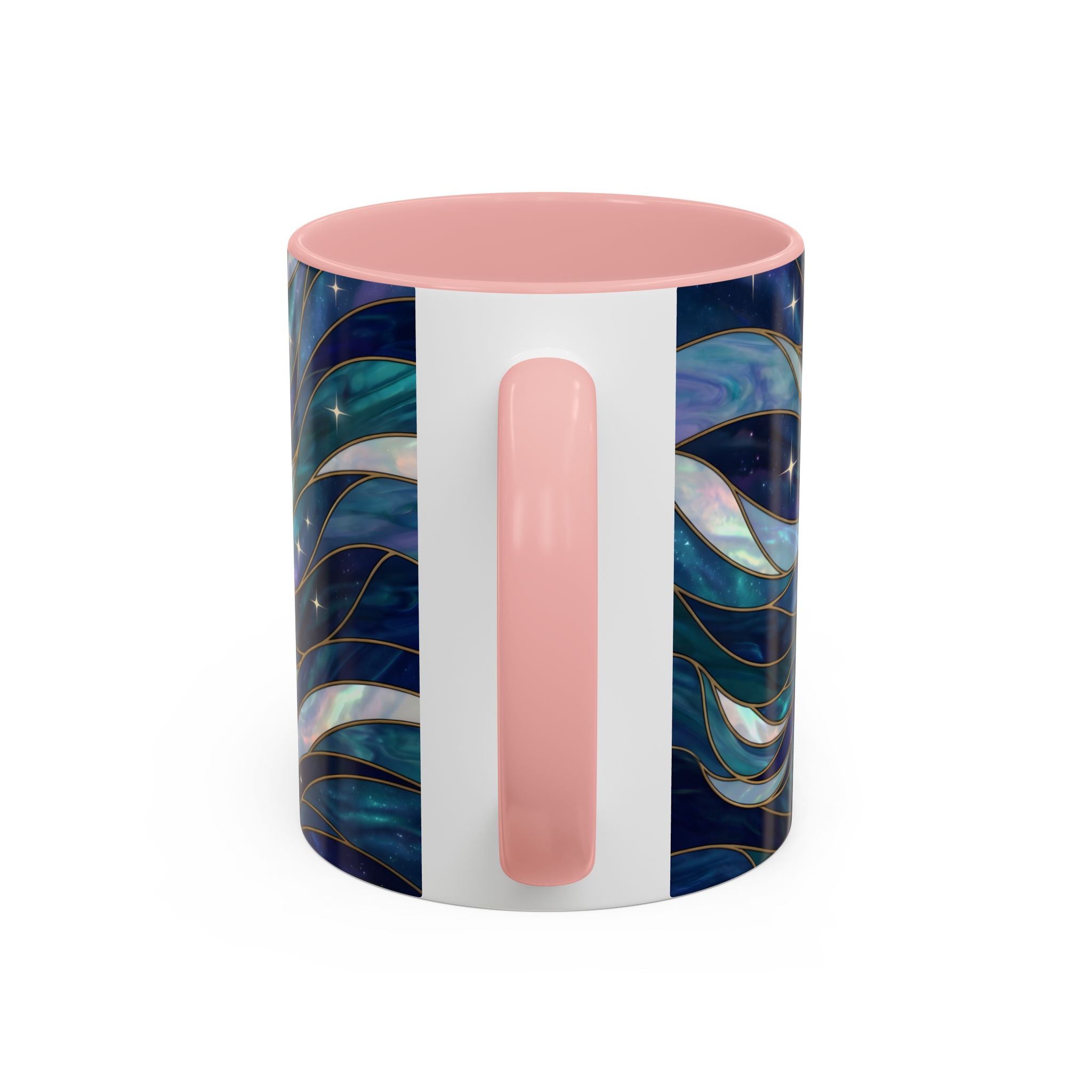 Celestial Blue Wolf Stained Glass Style Mug