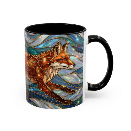 Celestial Running Fox Stained Glass Style Mug