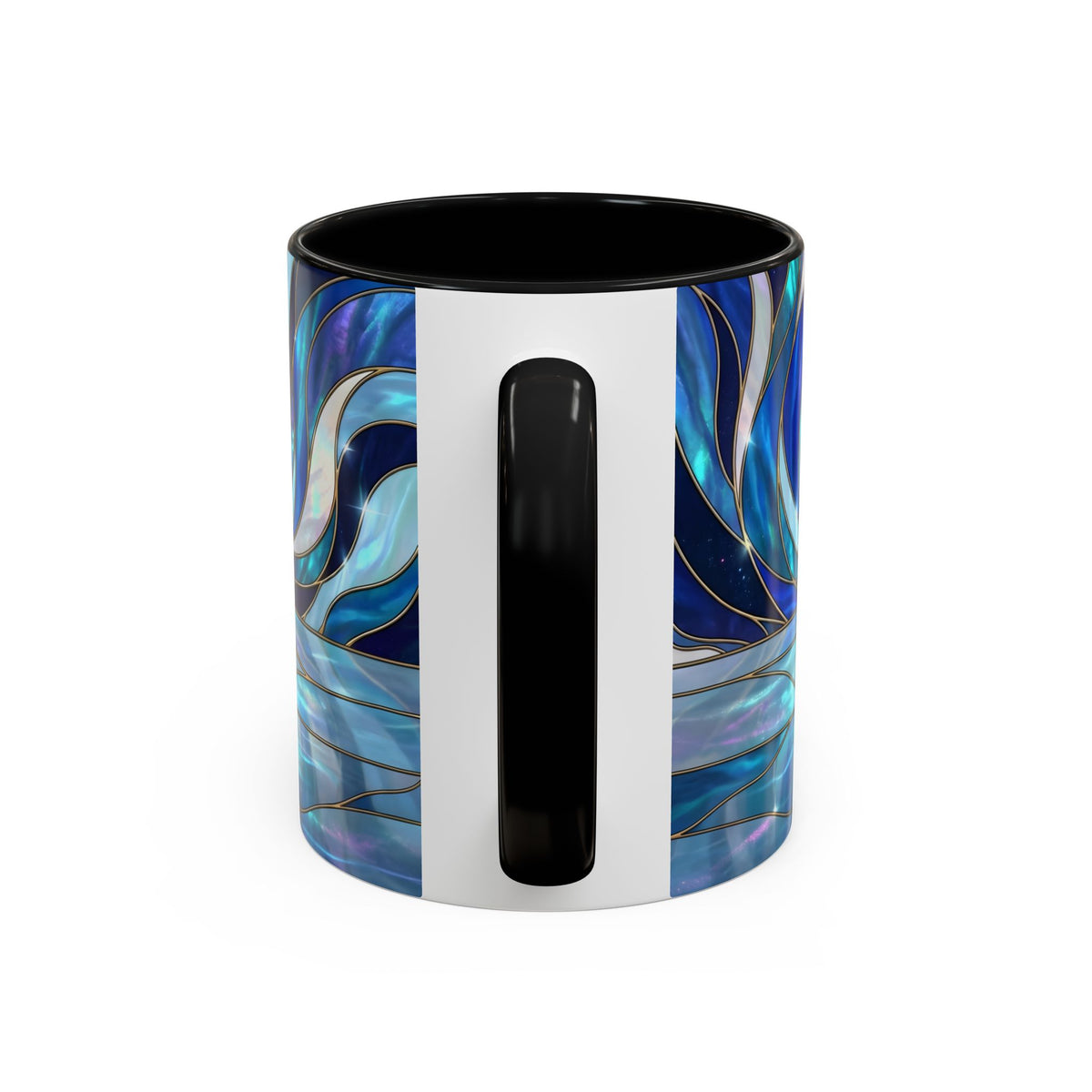 Cobalt Wolf Reflection Stained Glass Style Mug