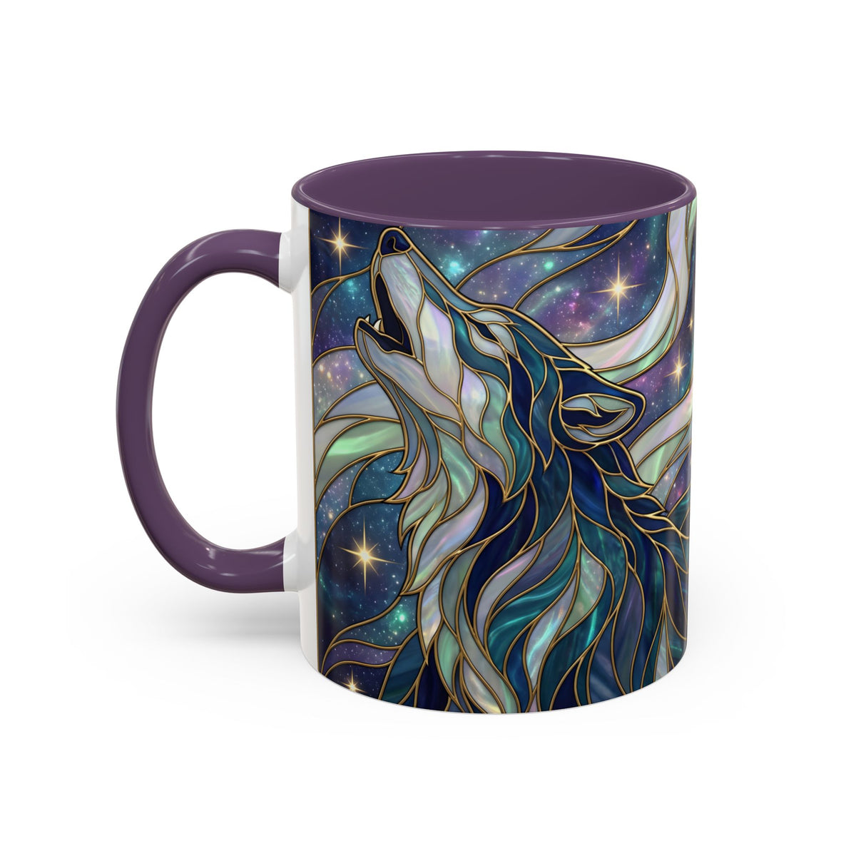 Starlight Wolf Stained Glass Style Mug