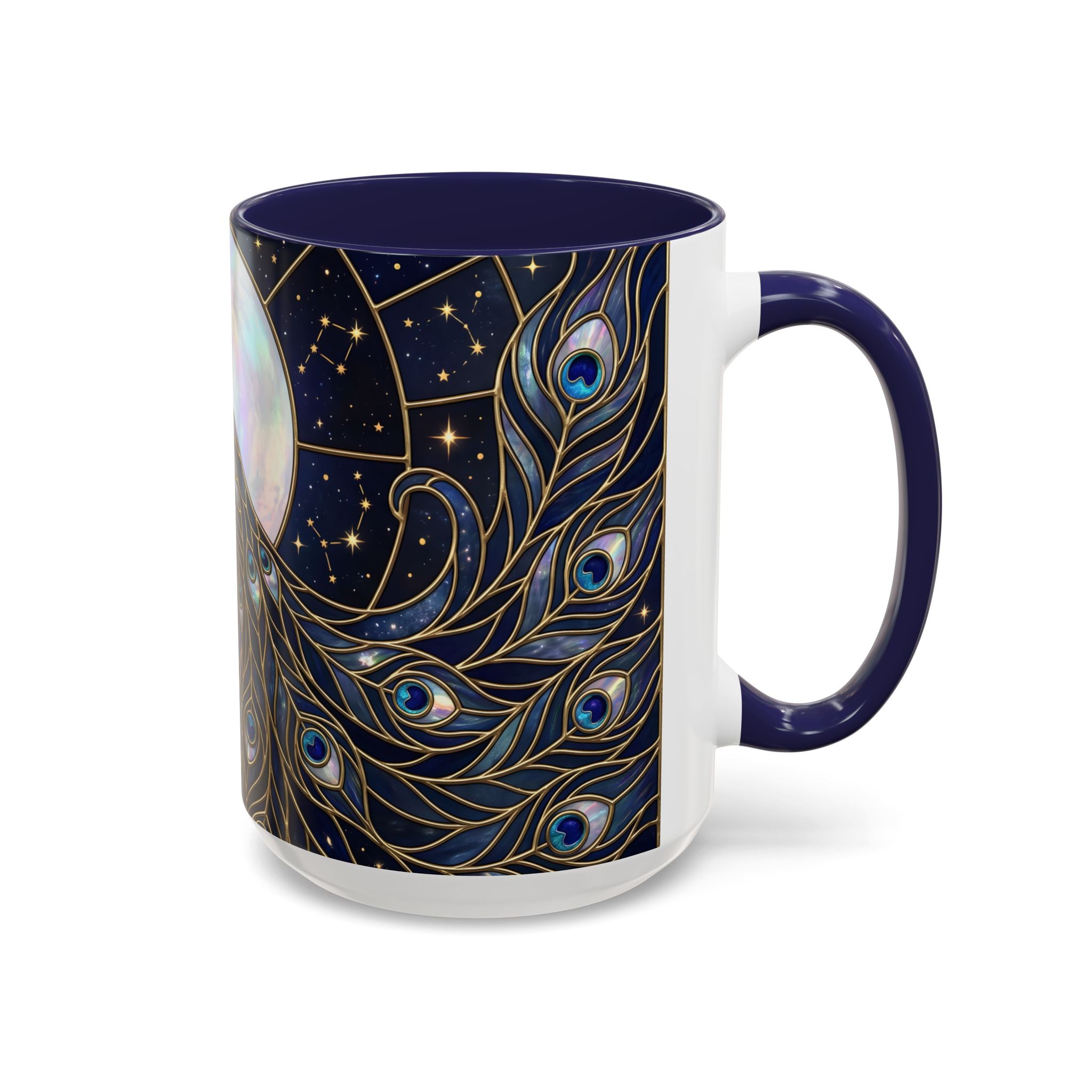 Moonlit Peacock Stained Glass Style Mug