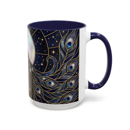 Moonlit Peacock Stained Glass Style Mug