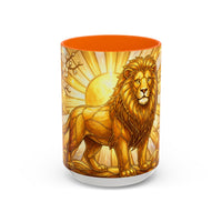 Golden Sakura Lion Stained Glass Style Mug